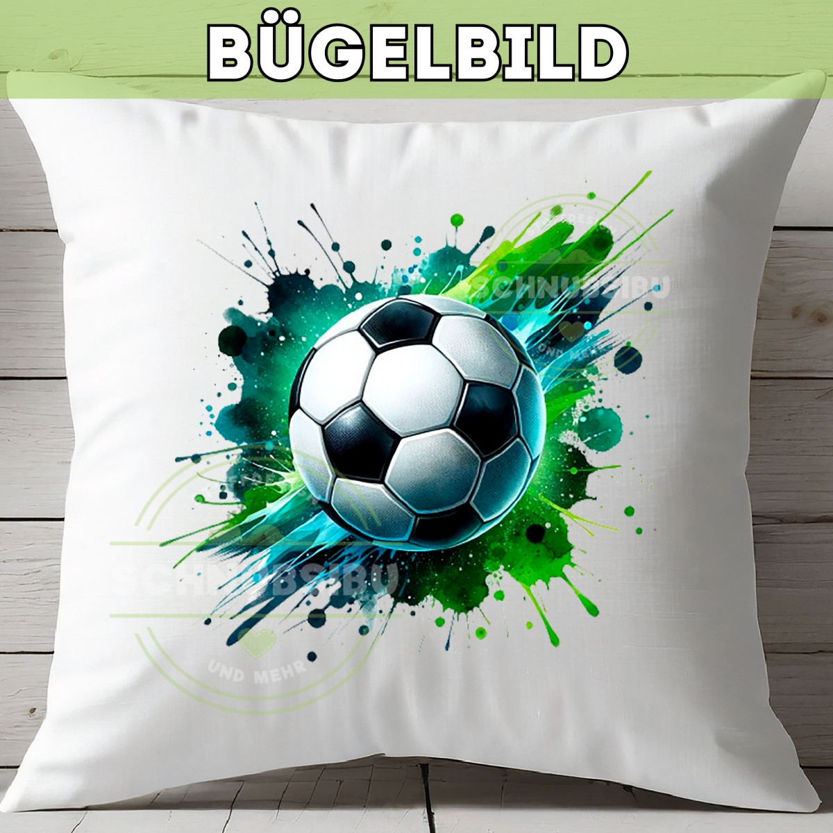 Bügelbild Fussball grün